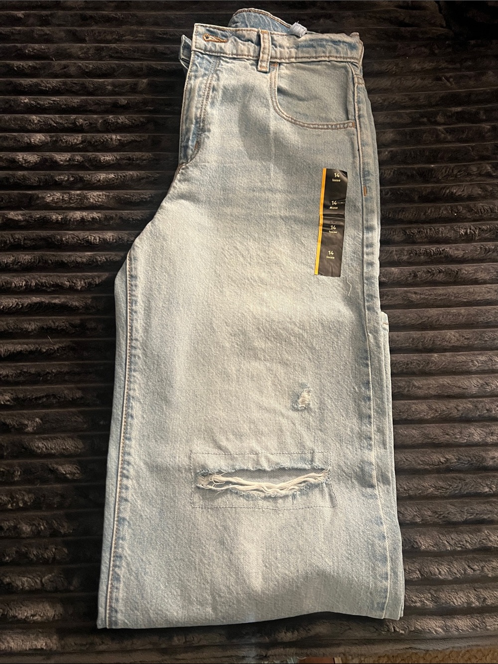 Light Wash loose fit -wide leg Distressed Jeans -